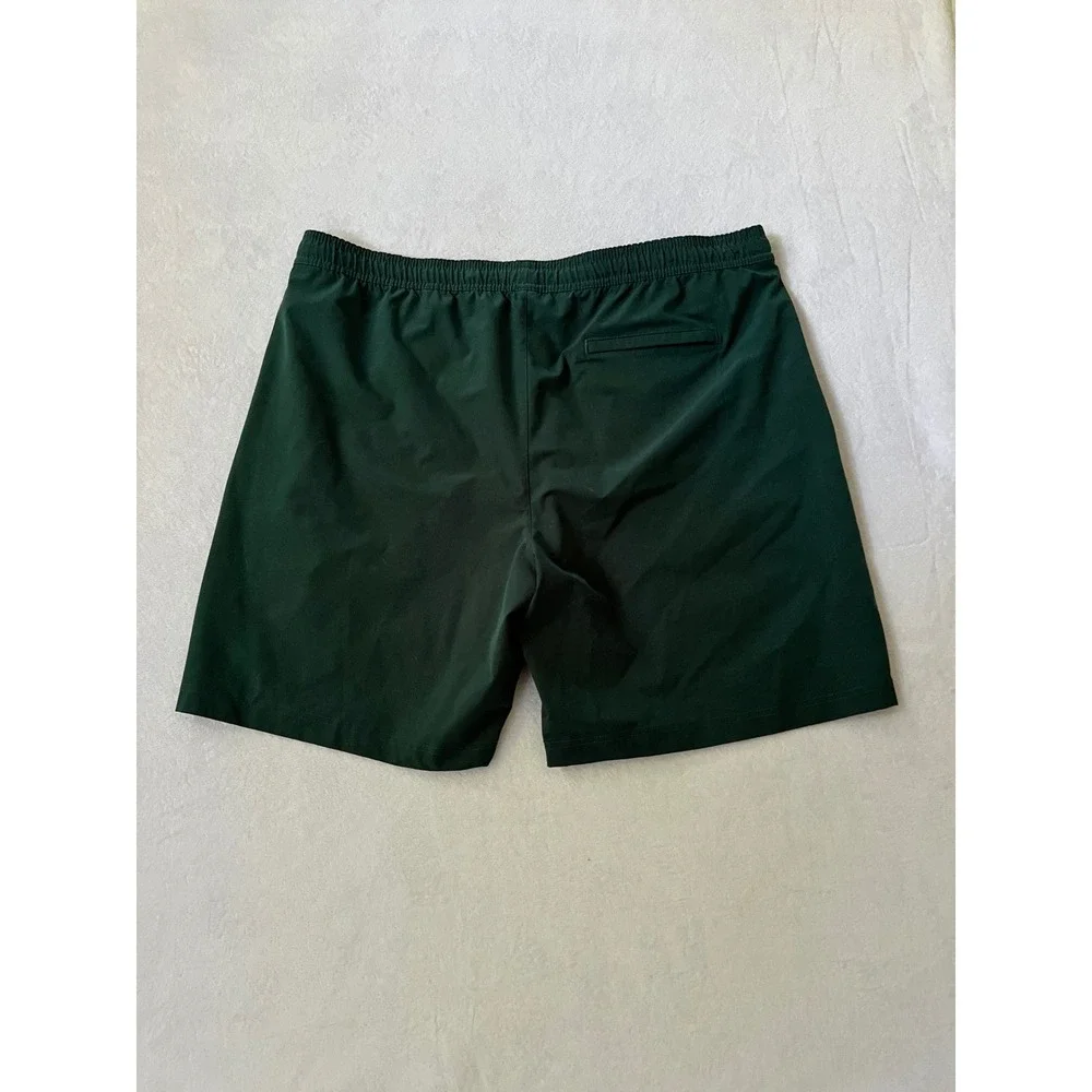 Lands End Swim Trunks Forest Green Elastic Waist Drawstring XL